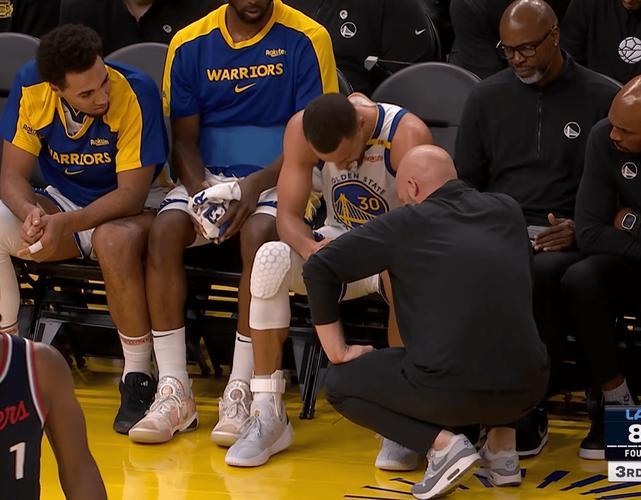 5月7日NBA季后赛次轮G1库里左腿筋拉伤，至少缺席一周