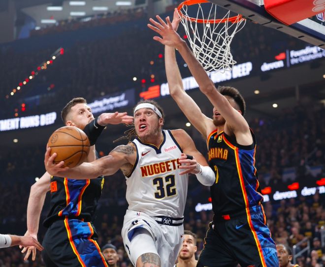 5月8日NBA季后赛半决赛G2：雷霆主场大破掘金，比分1-1平